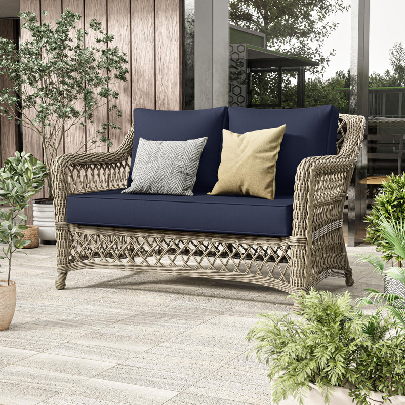 5" Loveseat Cushion Water Repellent & UV-Resistant Patio Furniture Cushions, Removable Outdoor Couch Cushions With Hidden Zipper & Adjustment Staps For Couch, Bench, And Swing