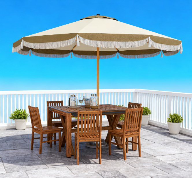 Parasol ventilé pour table de patio, parasol d'extérieur avec manivelle, 8 nervures, inclinaison à bouton-poussoir, parasol de patio
