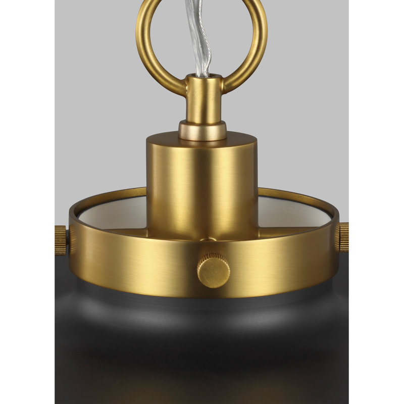 Luminaire suspendu en forme de dôme à 1 lumière Tateos par Chapman & Myers, Nuit noire, Bronze brillant