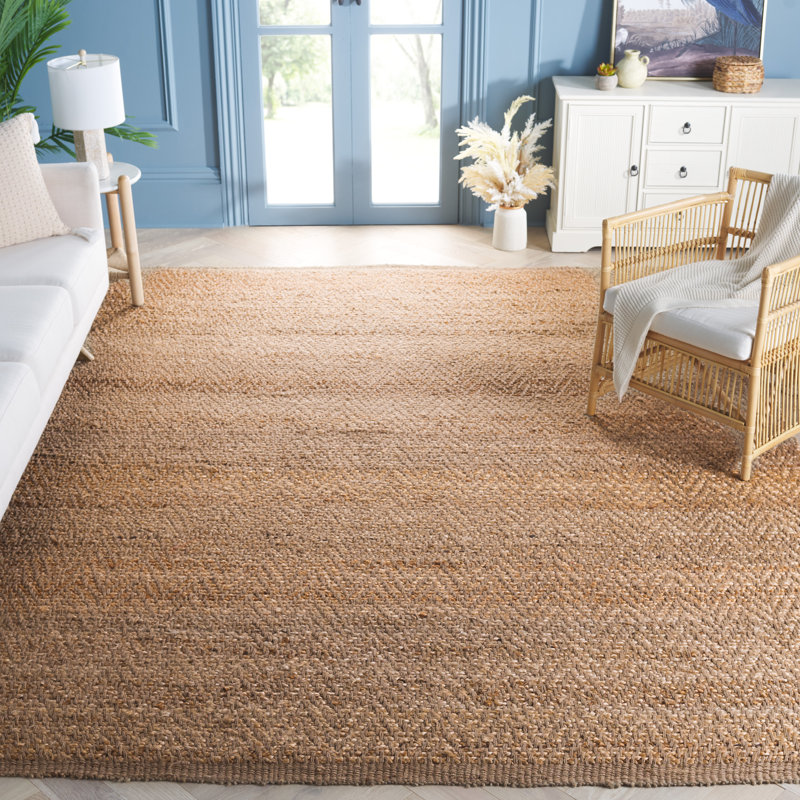 Borrego Natural Fiber Hand Woven Jute Chevron Rug, Rectangle 8' x 10'