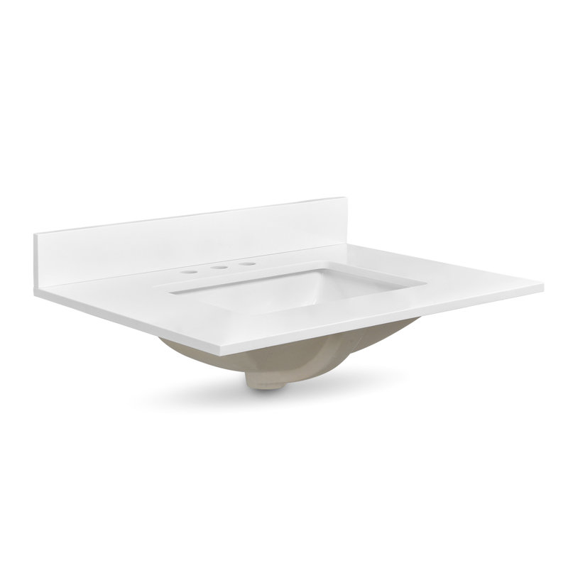 Plan de toilette simple en pierre reconstituée de 91 cm avec lavabo (base non incluse)