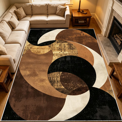 Tapis de style art déco moderne et abstrait patiné de 1 pièce pour le salon, doux et confortable, adapté à toutes les saisons, facile à entretenir, lavable à la machine, tapis de dessous de table convenant à la salle à manger, à la chambre à coucher, au bureau personnel,