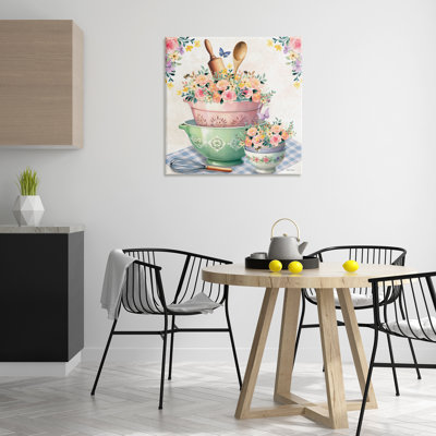 "Floral Kitchen Bowls Stack", art mural par Nicole DeCamp