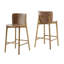 Tabouret de bar d'intérieur en bois, finition noyer, ensemble de 2