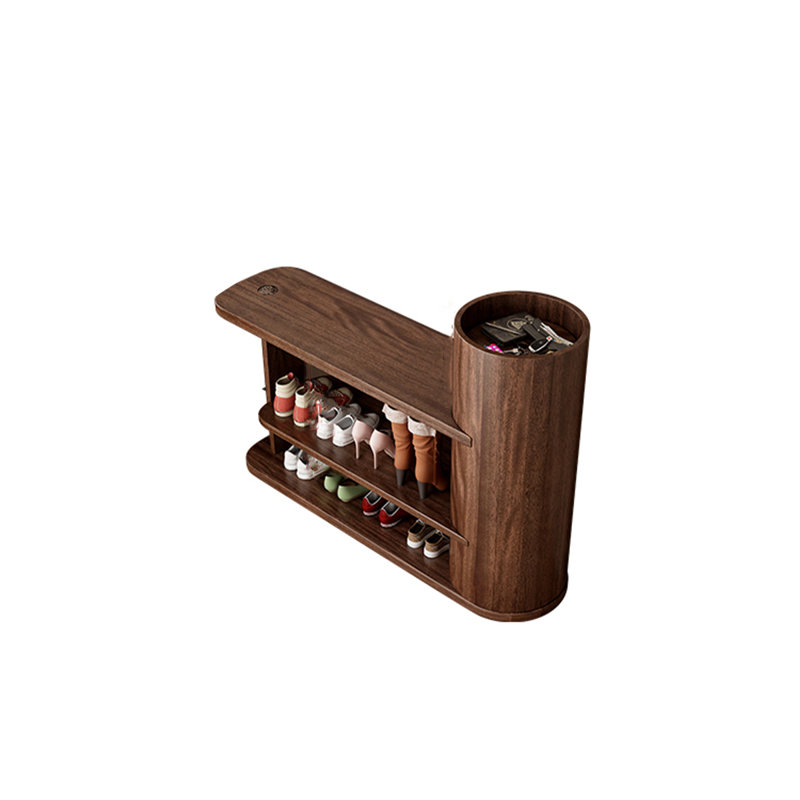 Banc de rangement moderne pour chaussures en bois massif avec cylindre latéral