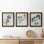 «Indigo Leaf Study I», ensemble de 3 peintures sur toile encadrées