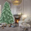 Arbre de Noël illuminé bleu-vert 6 pi avec 500 lumières DEL blanc chaud, embouts en PE + PVC de 1878, branches articulées et support en métal robuste-684897446-684897443-684897449