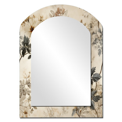 Miroir mural rétro beige floral
