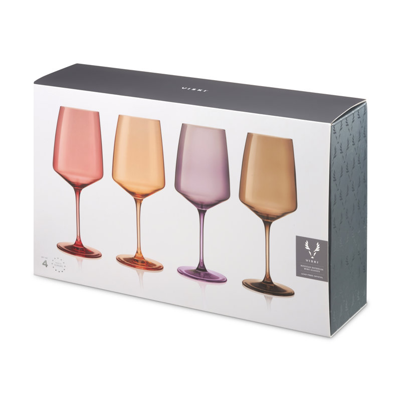 Reserve Nouveau Crystal Wine Glasses in Moonrise, Set of 4, Yellow