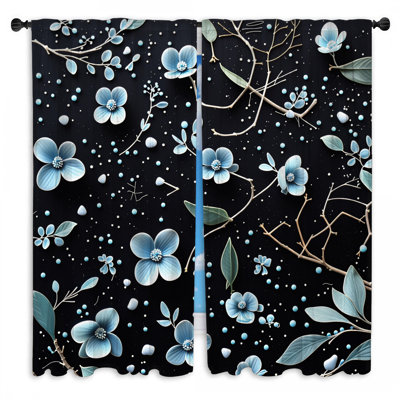 Floral Window Curtains Nature Sheer & Room Darkening - 2 Panels