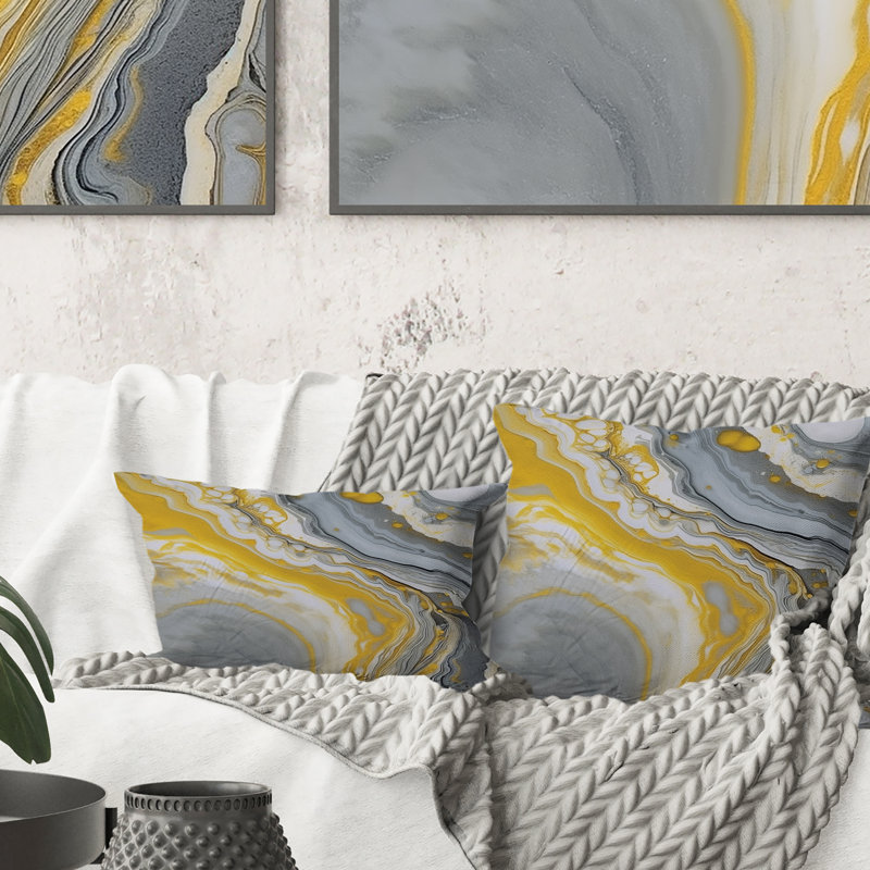 Coussin décoratif à imprimé abstrait gris gris et marbre