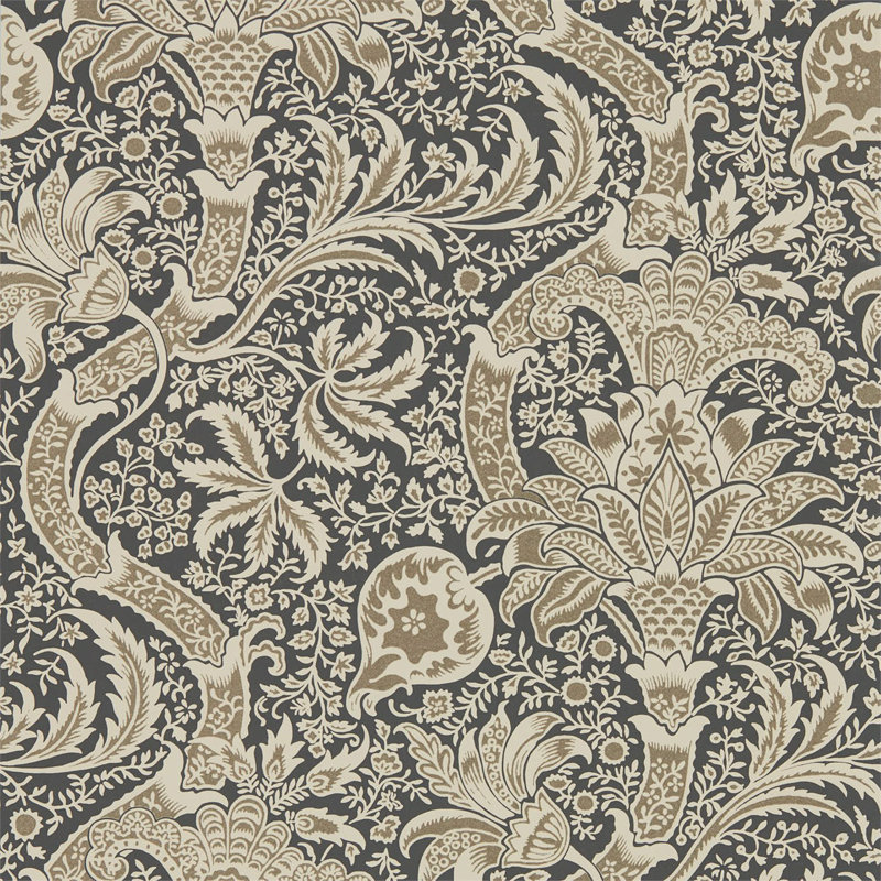 Indian Wallpaper, Charcoal/Nickel