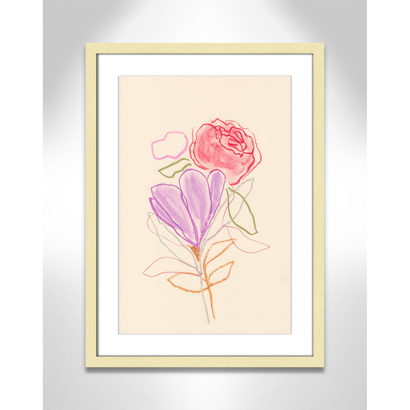 Simple Floral "Simple Floral III" Print, Gold Single Picture Framed Paper, White, 23" H x 17" W x 1.25" D