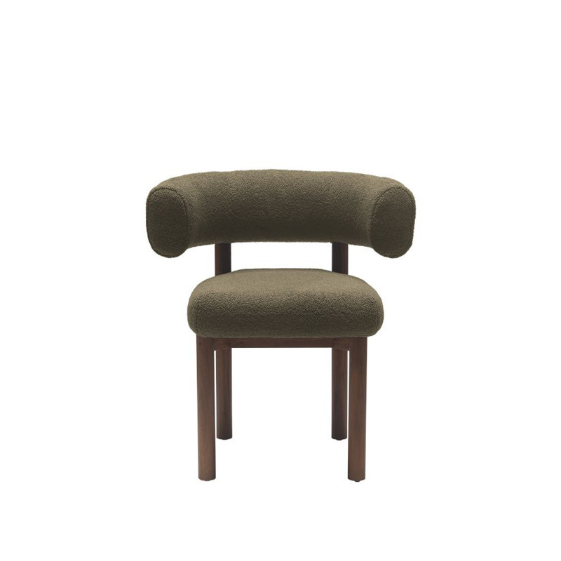 Bruno Upholstered Dining Chair, Sherpa Khaki