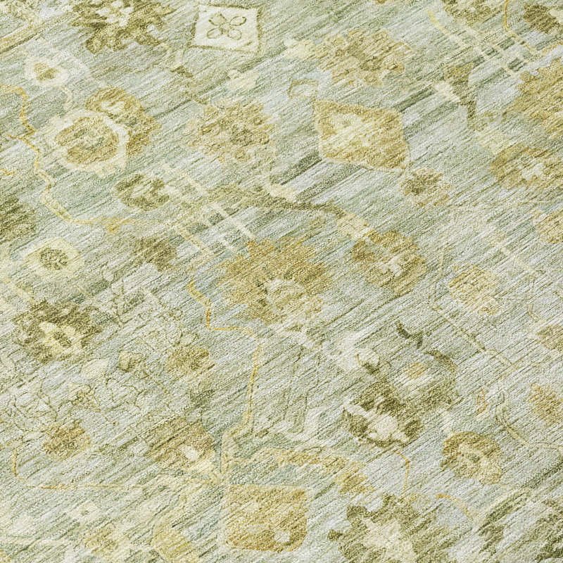 Machine Washable Indoor/Outdoor Xhevrie Sage Rug, Rectangle 2'6" x 3'10"