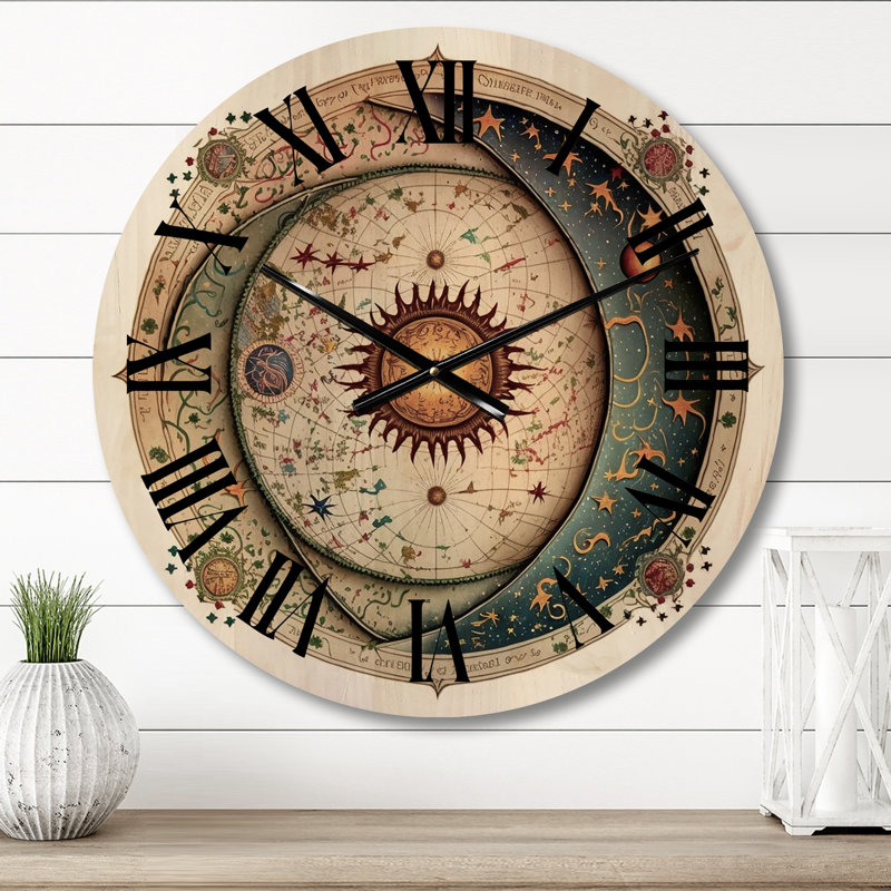 Horloge murale en bois massif Maryesther, Moyenne