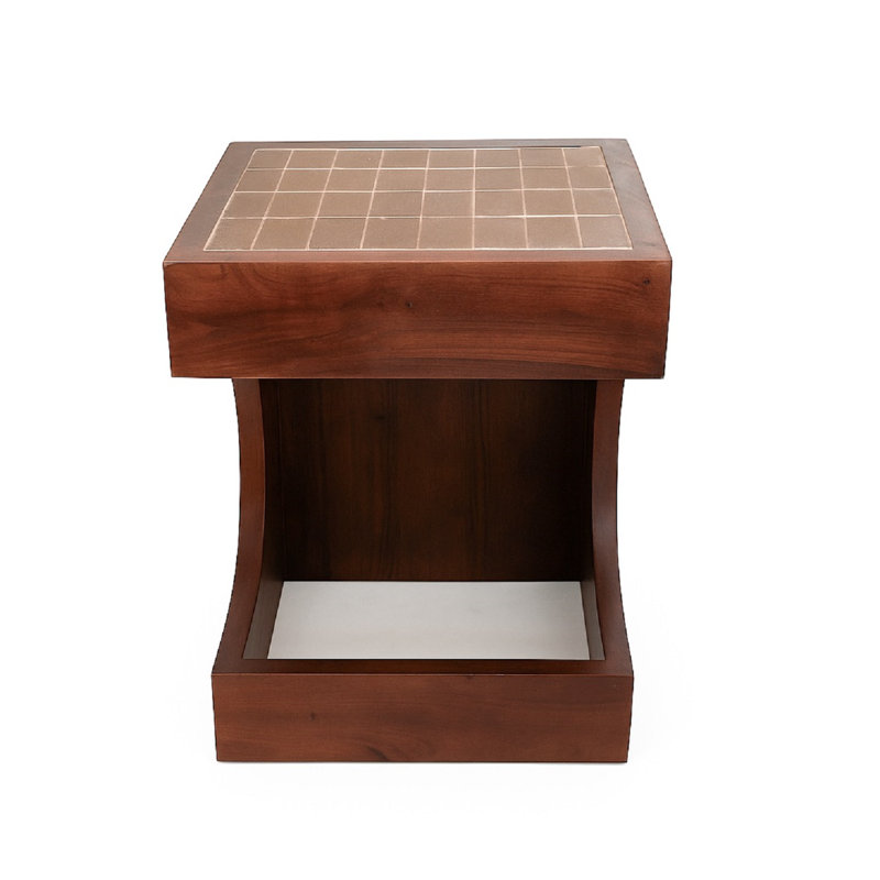 Table d'appoint en bois avec carreaux