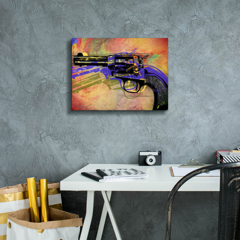 "Epic Graffiti" Gun 6 "par Mark Ashkenazi, art mural sur toile, 16 po x 12 po, H 12 po x l 16 po