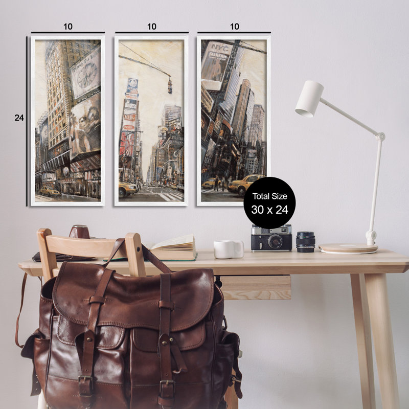 New York City Streets Buildings, ensemble d'art giclée par Matthew Daniels, Estampe numérique encadrée blanc bord de mer