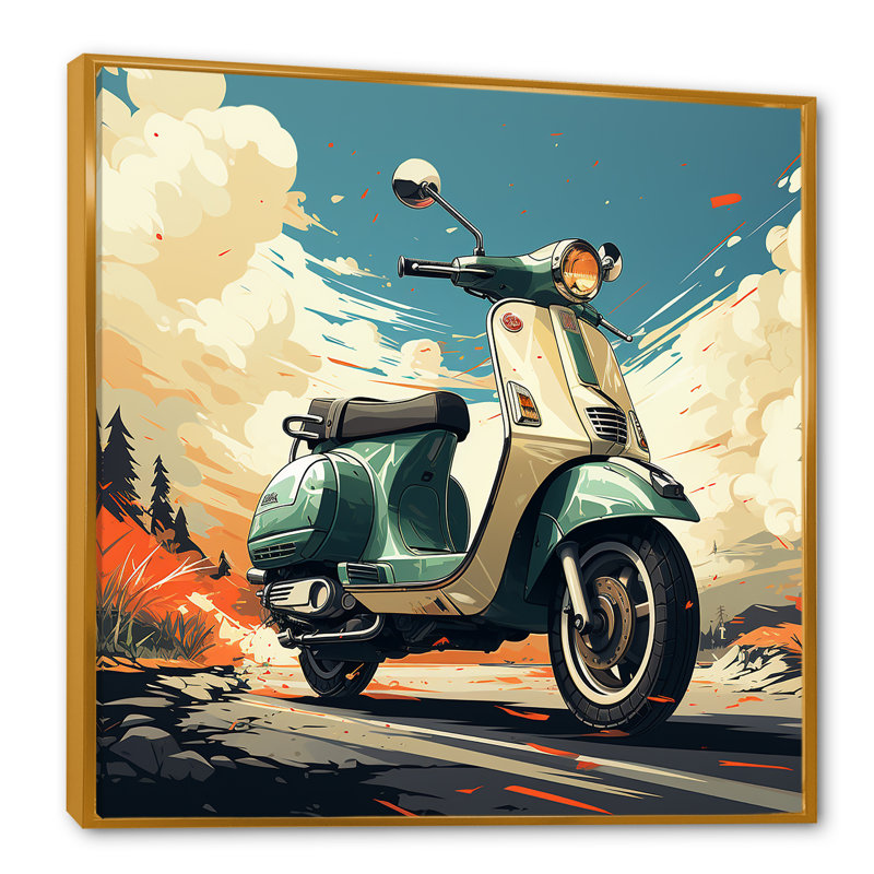 Edgy Scooter Odyssey I sur toile, Cadre flottant doré, H 24 po x l 24 po x P 1 po