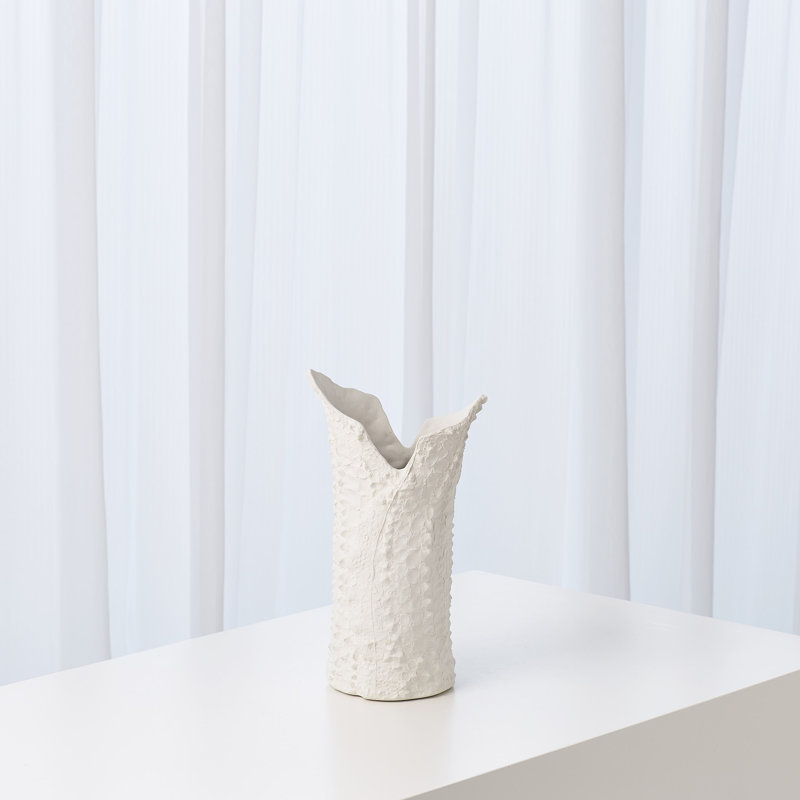Crocodile Vase-Matte White-Lg, 14.5" H x 8" W x 6" D