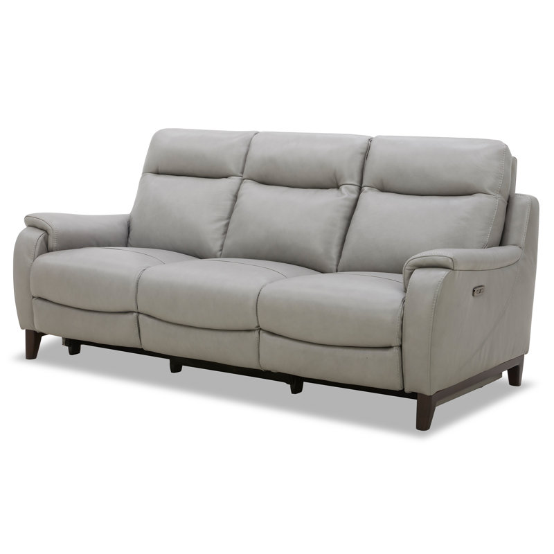 Ensemble de canapé inclinable électrique en cuir à grain supérieur Leonard, Gris