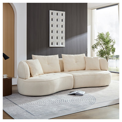 Canapé modulaire 4 places blanc avec structure en bois massif et coussins amovibles