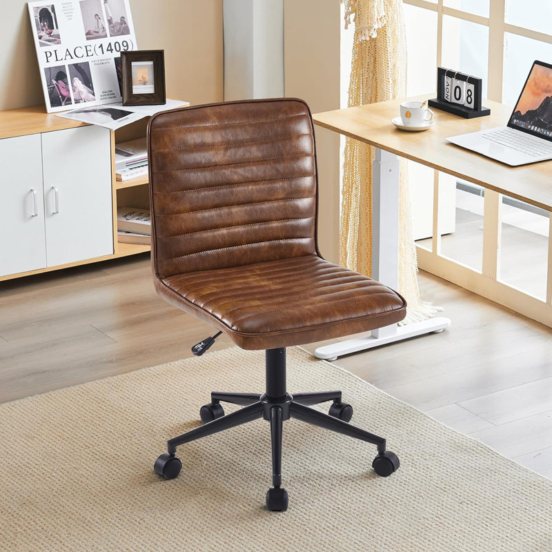 Chaise de bureau pivotante en similicuir, Similicuir jaune poussière, Noir, noir, noir, noir