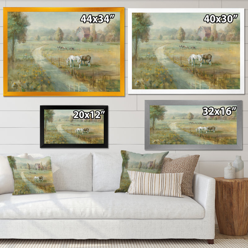 « tranquil country field »-image image sur toile, H 20 po x l 20 po x P 1 po, Cadre noir