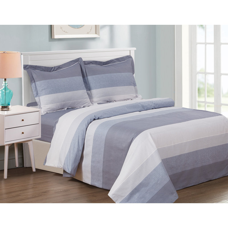 Ensemble de housse de couette en coton percale French French, Housse de couette simple + 7 pièces supplémentai