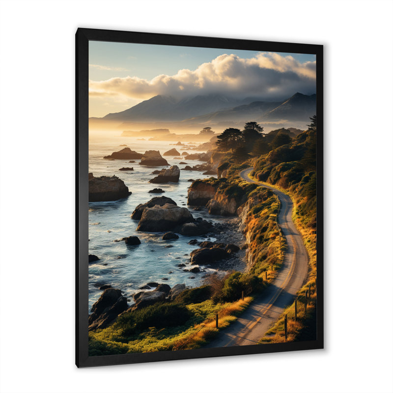 «USA Big Sur California Landscape I», reproduction sur toile, H 44 po x l 34 po x P 1,5 po, Cadre simple noir