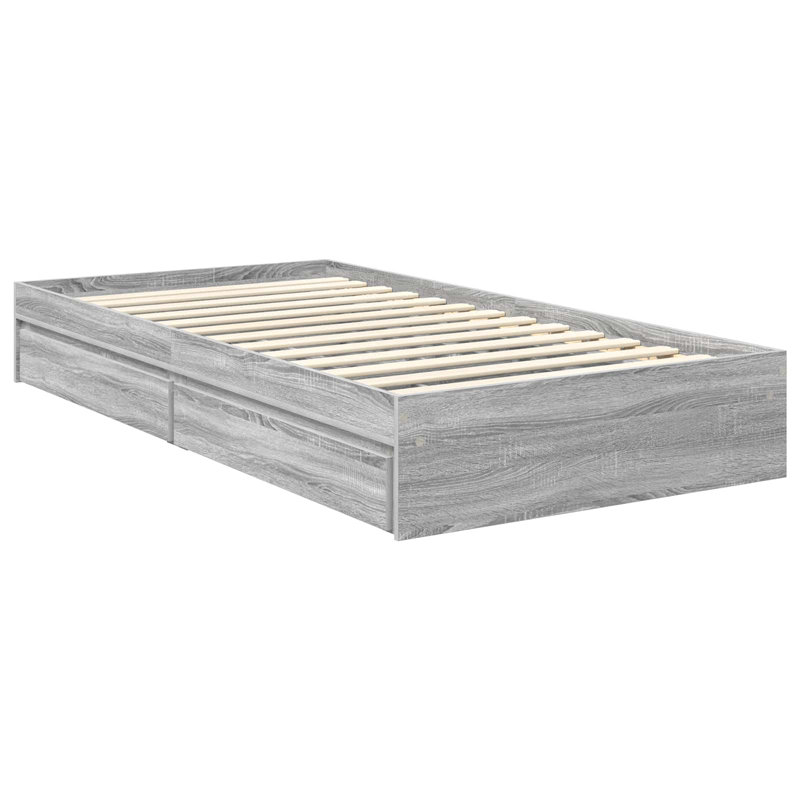 Bed Frame, European Single (90 x 200 cm), Grey Sonoma