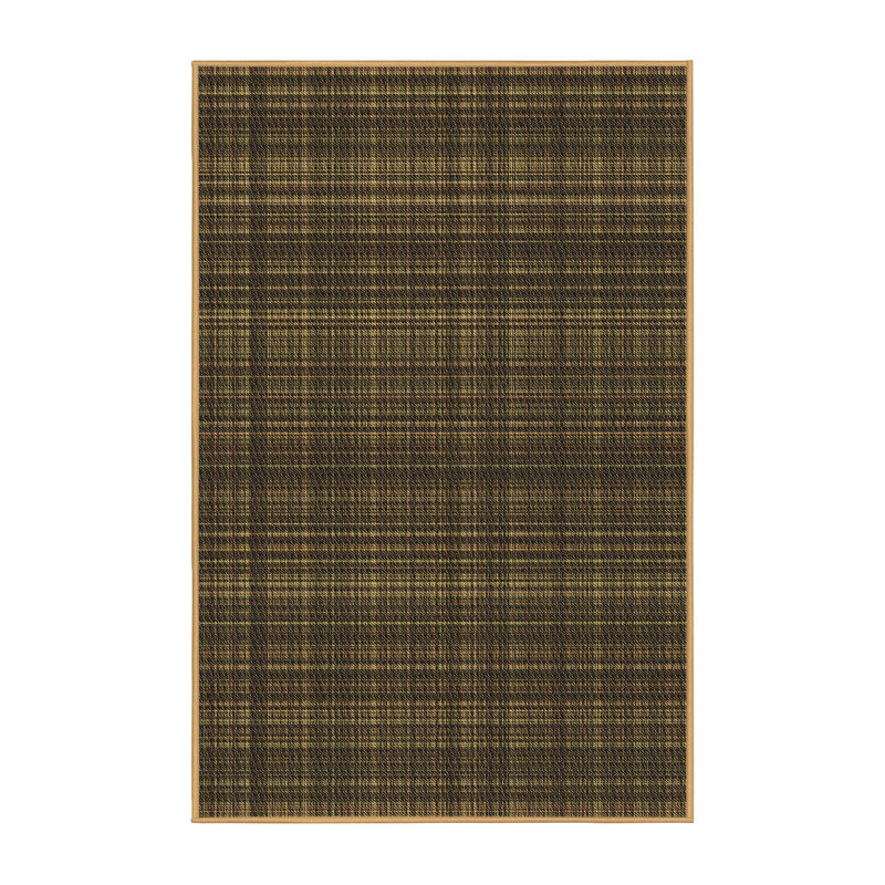 Tapis brun en laine à carreaux, Rectangle 5 pi x 8 pi