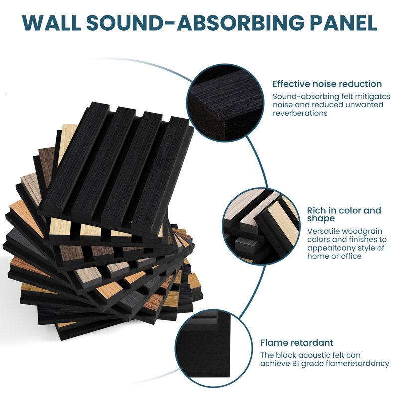 Panneau mural acoustique brun clair 2 pièces x 106 po x 12,6 po (2 pièces / 18,55 pieds carrés), Marron clair