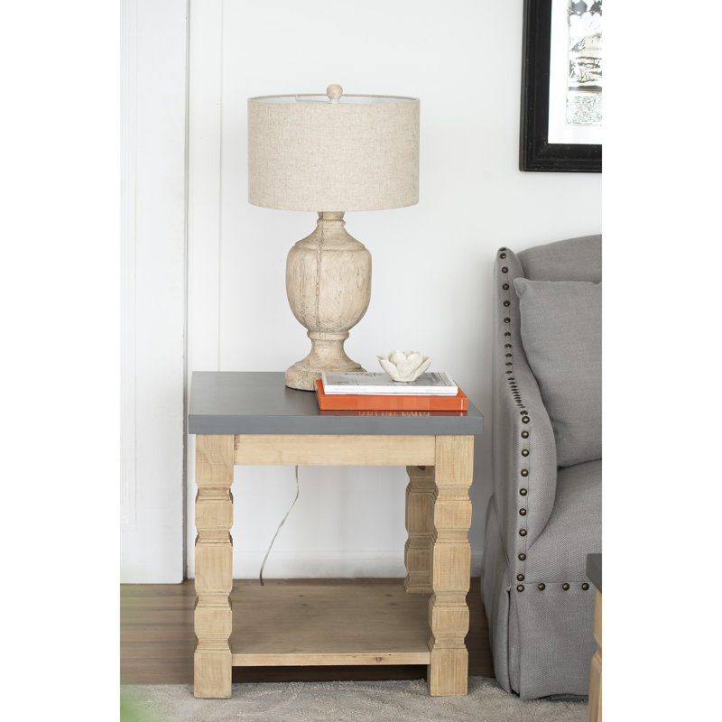 Table d'appoint en béton et en bois, 23,8 x 23,8 x 24 po, attrait contemporain rustique, choix de décoration intérieure
