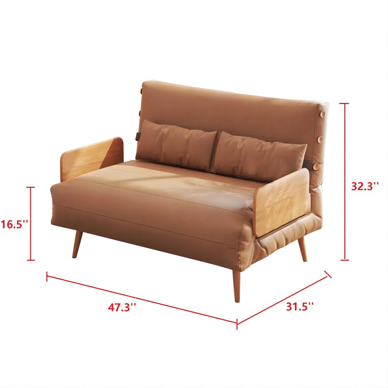 Hurel 59.1'' Faux Leather Sleeper Sofa
