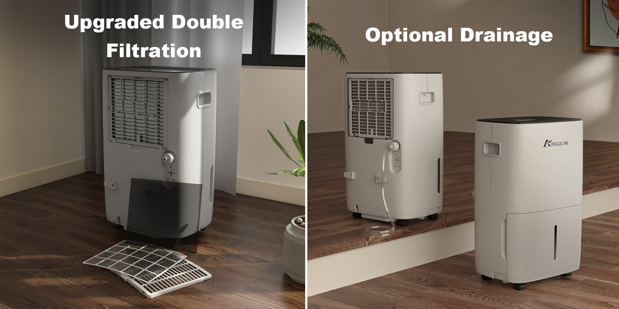 AIRGJOB 50 Pints Console Dehumidifier for Rooms up to 4500 Cubic Feet