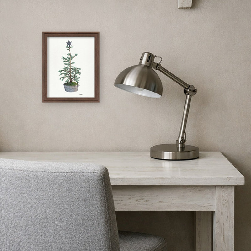 Arbre de Noël rustique par Nktn, art mural encadré en bois imprimé, 13 in. W x 16 in. H, Brun moyen Florence
