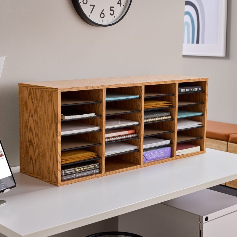 Medium Adjustable-Compartment Literature Organizer, Oak