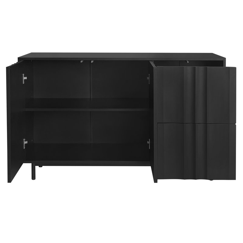  Armoire de rangement Wave avec 2 portes et 2 tiroirs, réglable, Noir