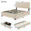 Grand lit plateforme tapissier en velours avec 2 tiroirs et 1 lit gigogne simple TG - beige