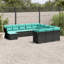 Ensemble de canapé de patio 12 pièces avec coussins en polyester noir Latitude Run®-247640731-247640728