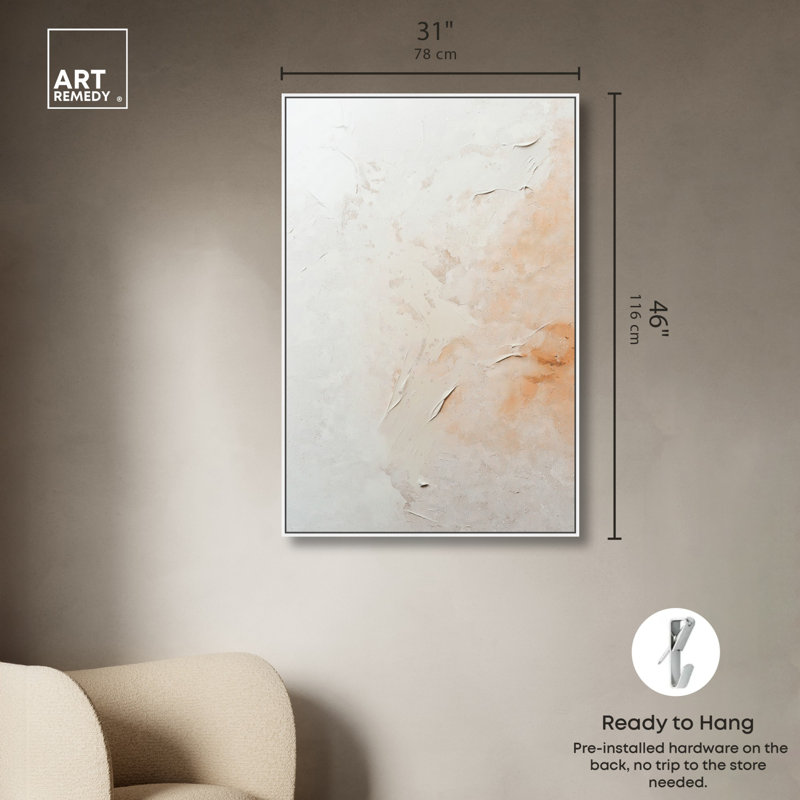 Toile de cendres nébuleuse, art bohème minimaliste par Art Remedy, H 46 po x l 31 po, Cadre blanc