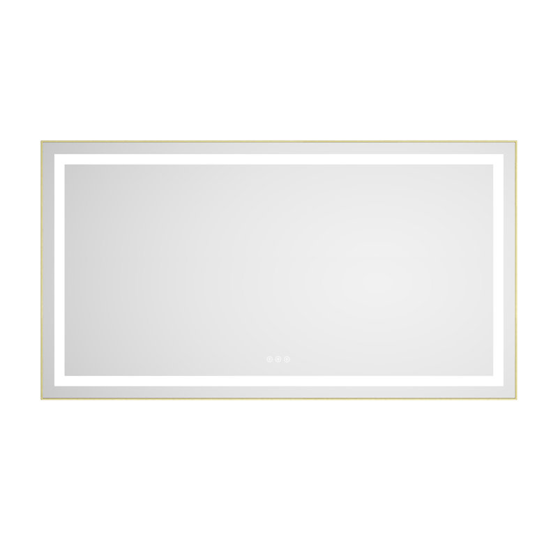 55" X 30" LED Bathroom Mirror With Front And Backlight, Wall Mounted Vanity Mirror With Aluminum Frame, Anti-Fog, Memory, 3 Colors, Stepless Dimmable