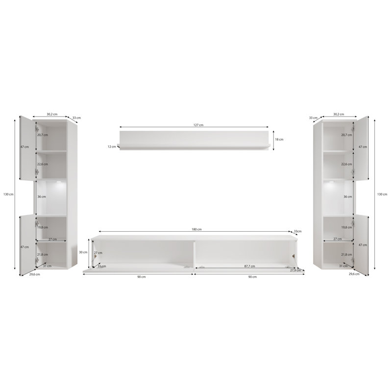 Cothern Unfinished Entertainment Centre for TVs up to 75", White