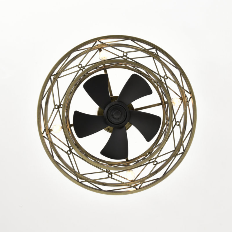 Small Low Profile Enclosed Modern Revrersible Bladeless Ceiling Fan With Lights 20'' Caged Ceiling Fan With Light For Bedroom