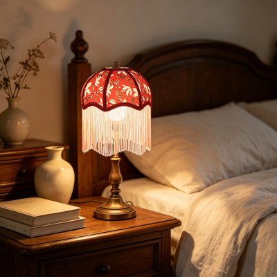 Plaque métallique avec abat-jour en tissu en forme de parapluie et pompon, accessoires d'éclairage pour lampe de bureau, de chambre ou de restaurant