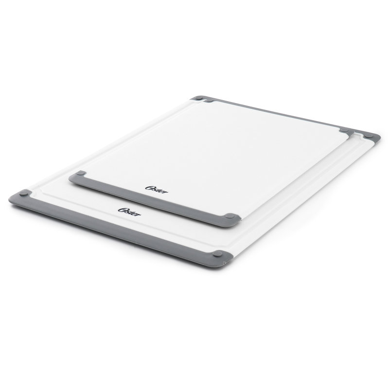 Ensemble de 2 planches à découper rectangulaires en plastique blanc avec pieds antidérapants Oster Bergen