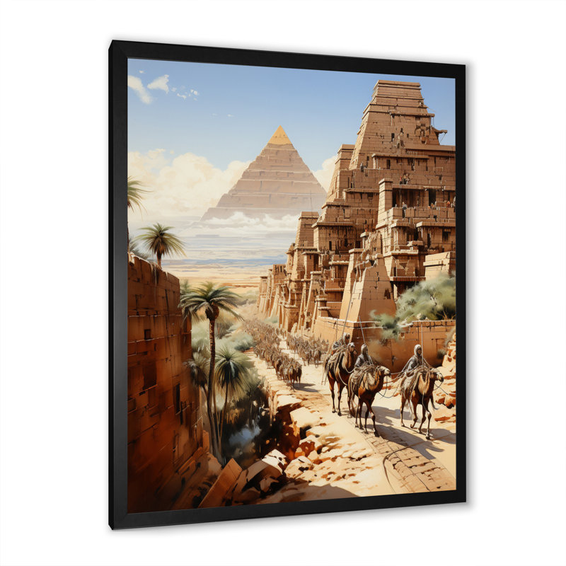 Langenfeld égyptien Pharaons voyage encadré sur toile, H 32 po x l 24 po x P 1 po, Cadre photo noir