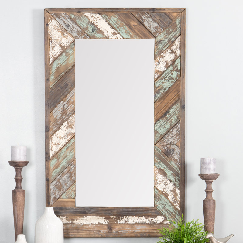 Brogan Wood Slat Farmhouse Wall Mirror